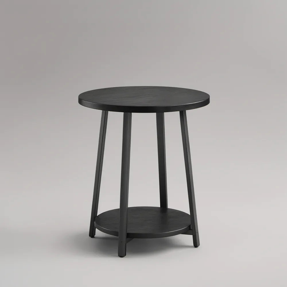Czarny okrągły stolik z dolną półką Ø 50 cm, wysokość 60 cm