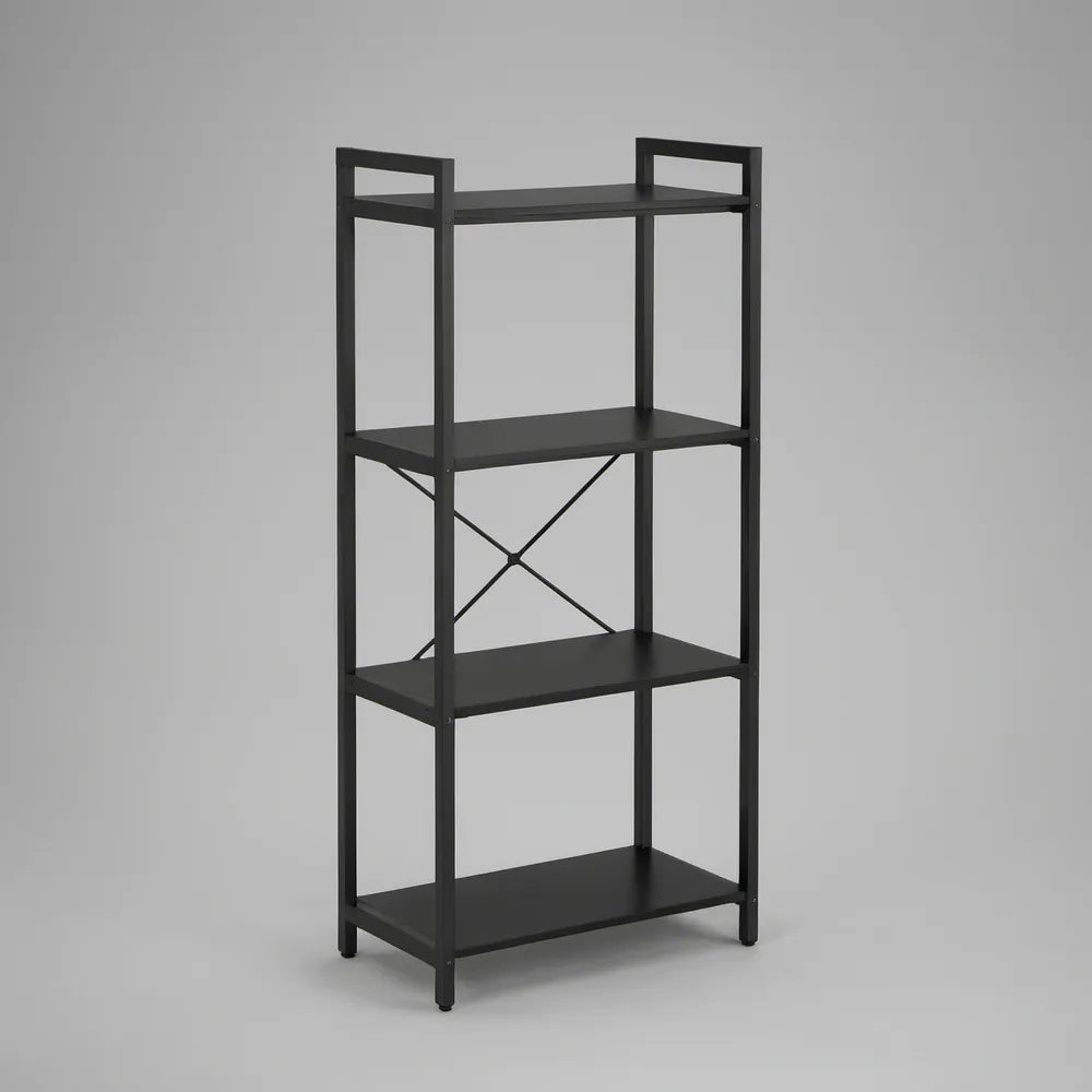 Czarny regał stalowy z 4 półkami 60 x 30 x 120 cm