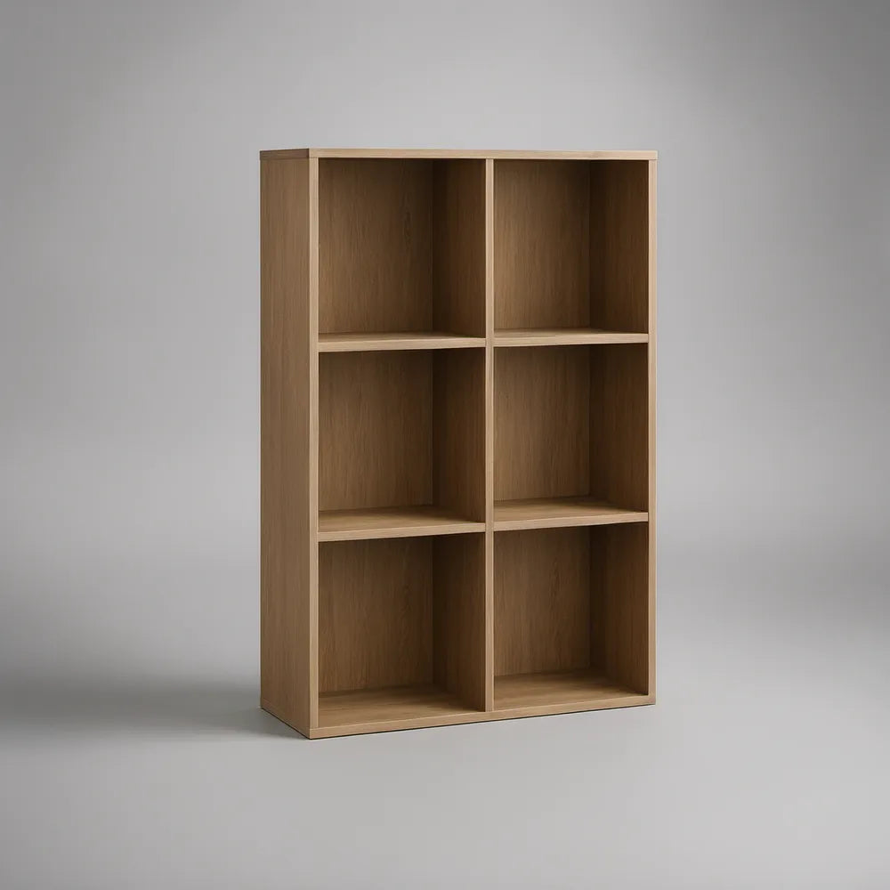 Regał z 6 otwartymi wnękami, 80 x 30 x 180 cm, płyta laminowana, Dąb naturalny