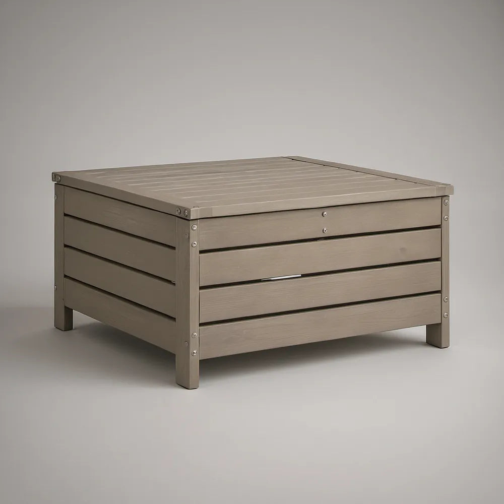 Kwadratowa skrzynia ogrodowa ze schowkiem z kompozytu WPC taupe 80 x 80 x 45 cm