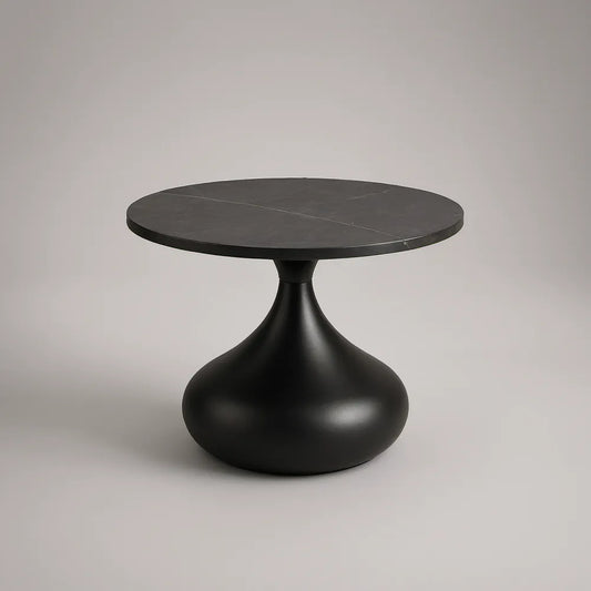Okrągły stolik kawowy czarny ze spieku kwarcowego, Ø 80 cm, wys. 45 cm