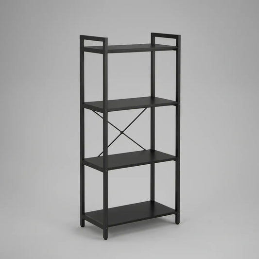 Czarny regał stalowy z 4 półkami 60 x 30 x 120 cm