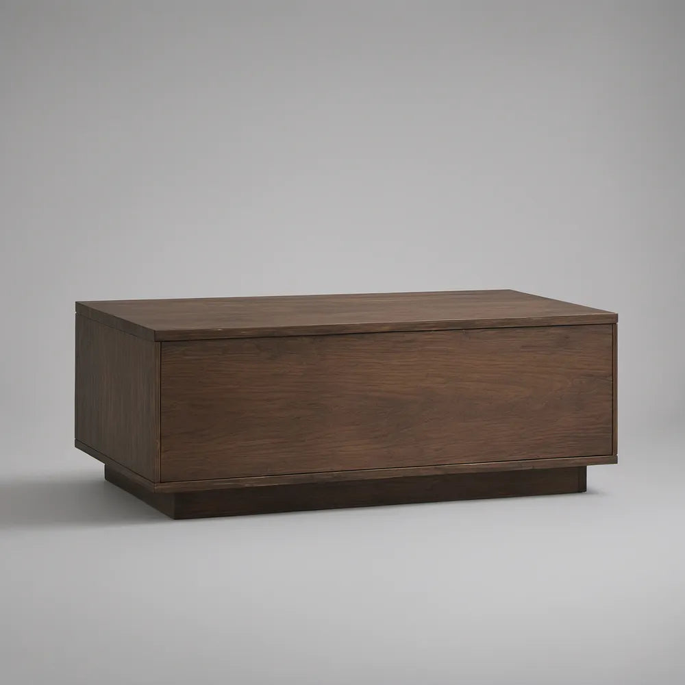 Prostokątny stolik kawowy z szufladą MDF w dekorze orzecha, ciemnobrązowy, 100 × 60 × 40 cm